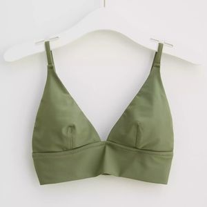 Longline Triangle Bikini Top

In olive
